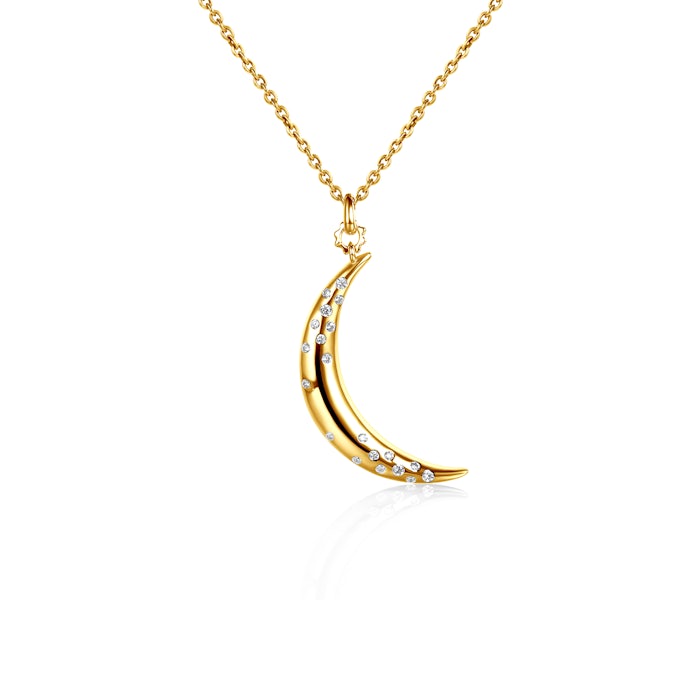 SAVICKI nyaklánc medállal - Hold: aranyozott ezüst cirkóniával