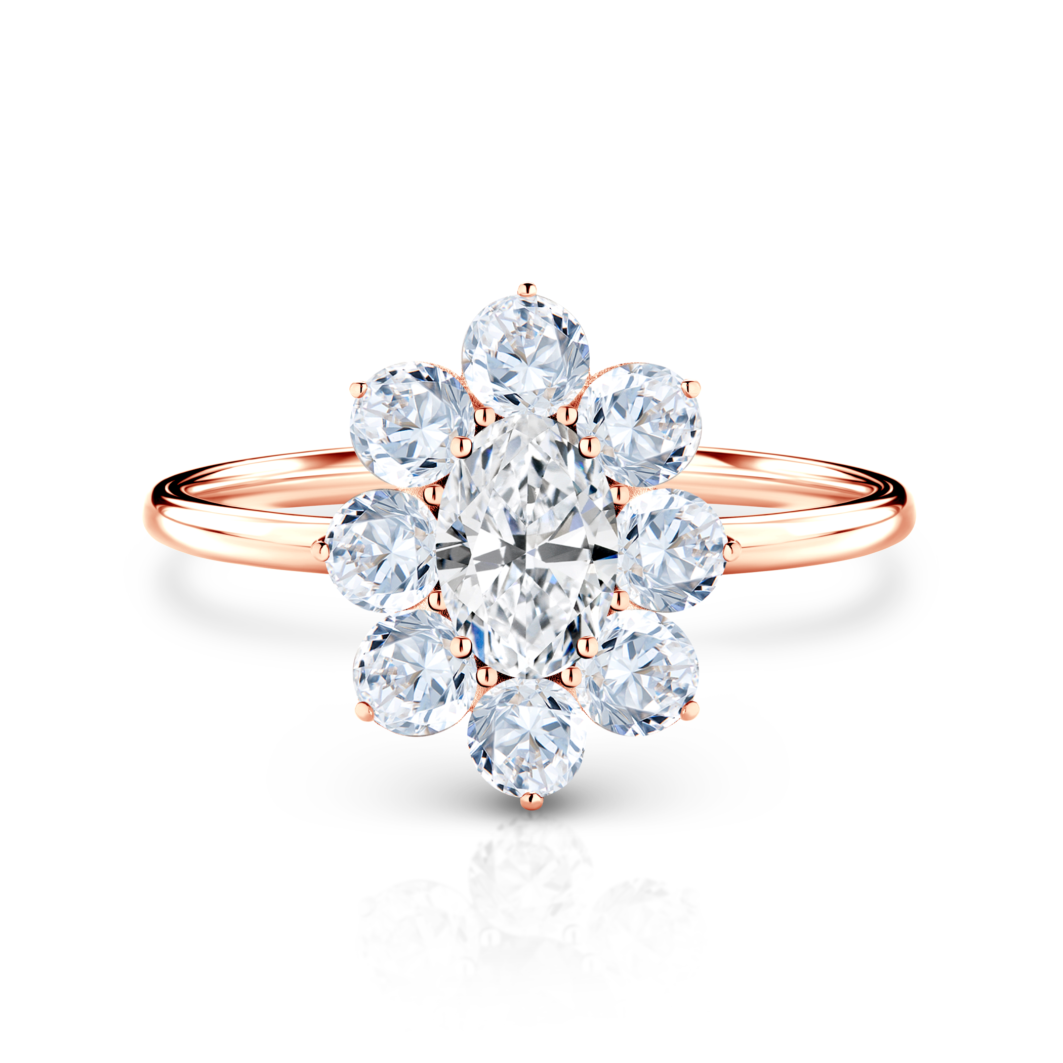 Zaručnički prsten Savicki: ružičasto zlato, bijeli safiri 