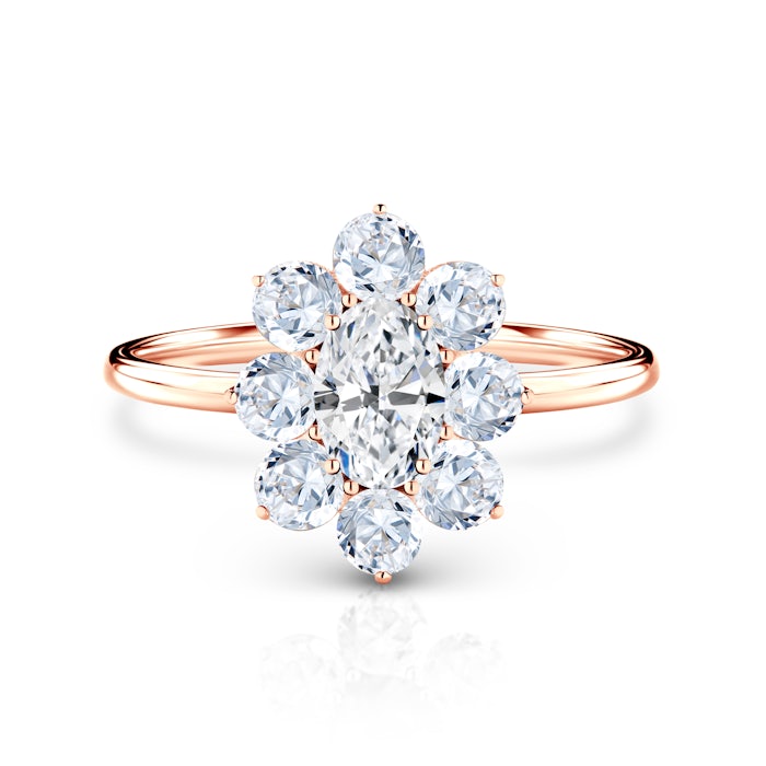 SAVICKI RING eljegyzési gyűrű: rózsaarany fehér zafírokkal