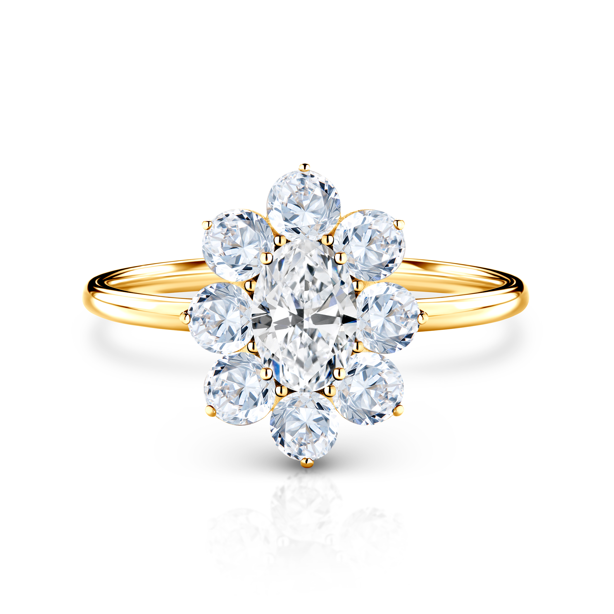 Каблучка для заручин Savicki: золото, білі сапфіри