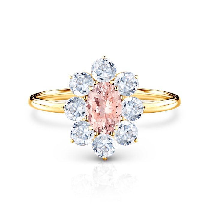 SAVICKI RING eljegyzési gyűrű: arany, morganit és fehér zafírok