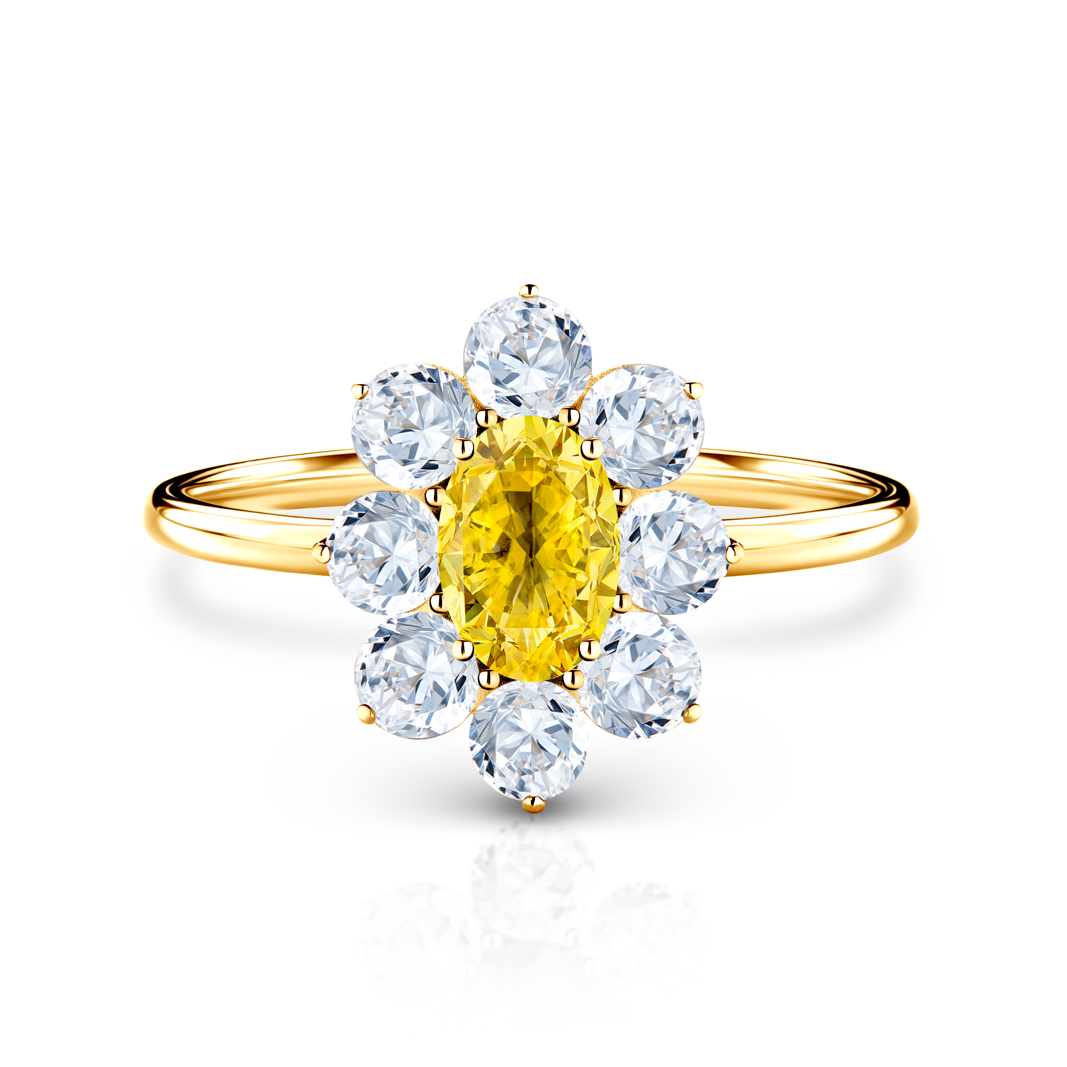 Verlobungsring Savicki: Gold, Gelber Saphir, Weiße Saphire