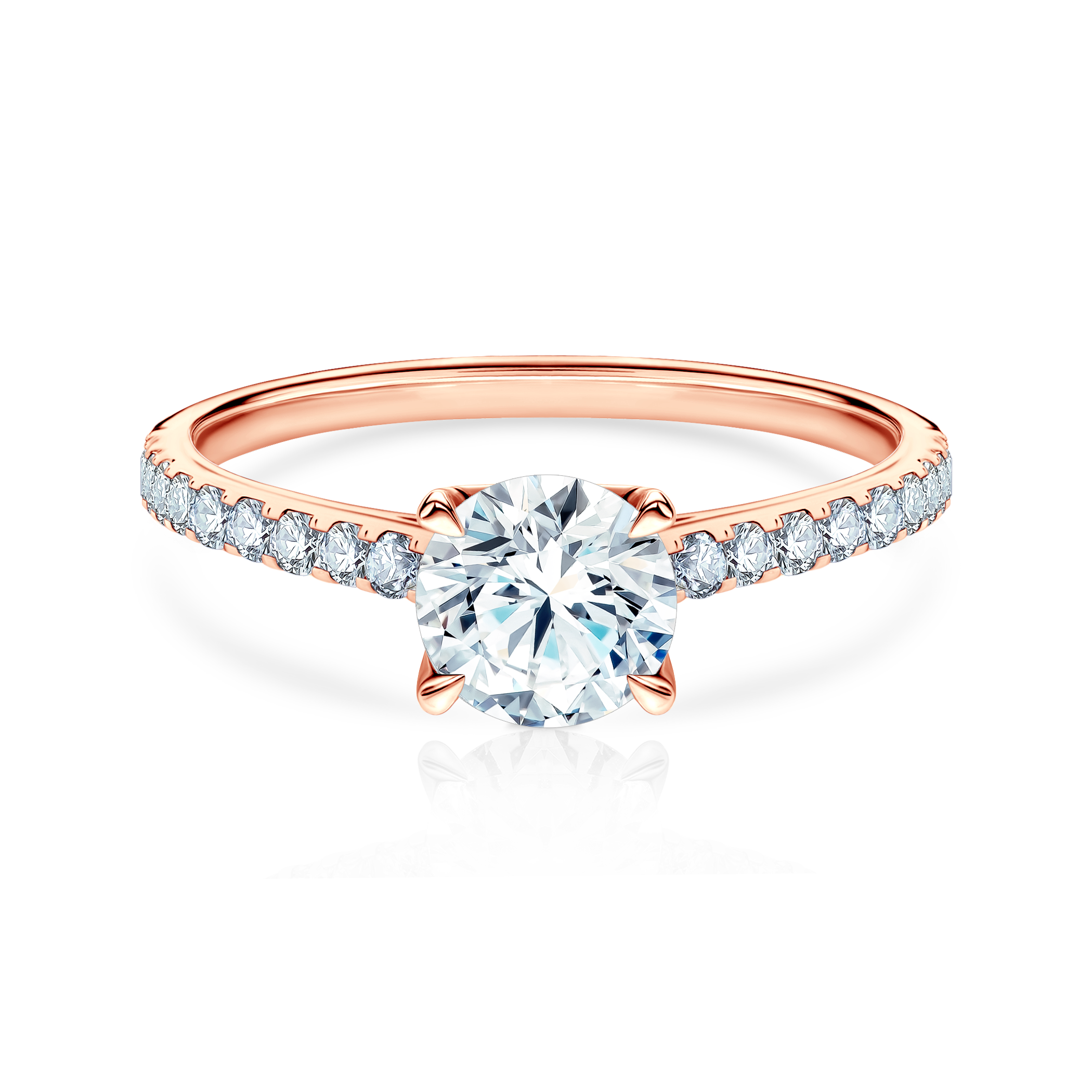 Share Your Love Collection | Side-Stone Engagement Ring: rose gold, diamond