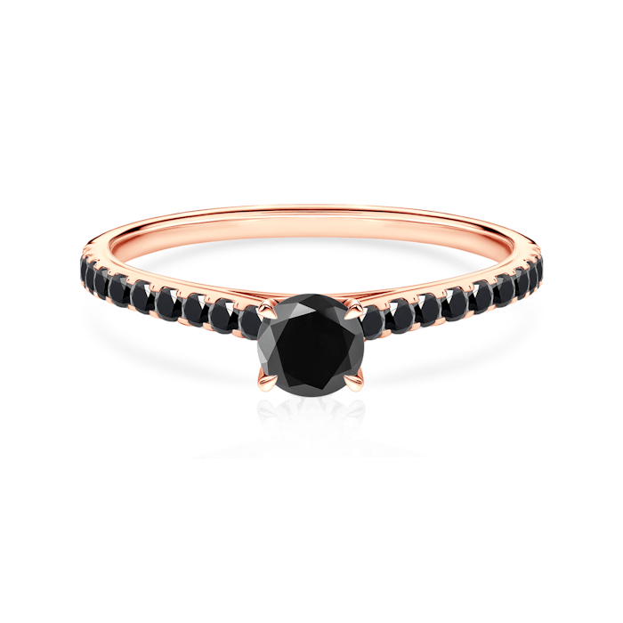 Share Your Love eljegyzési gyűrű: rózsaarany fekete gyémánttal