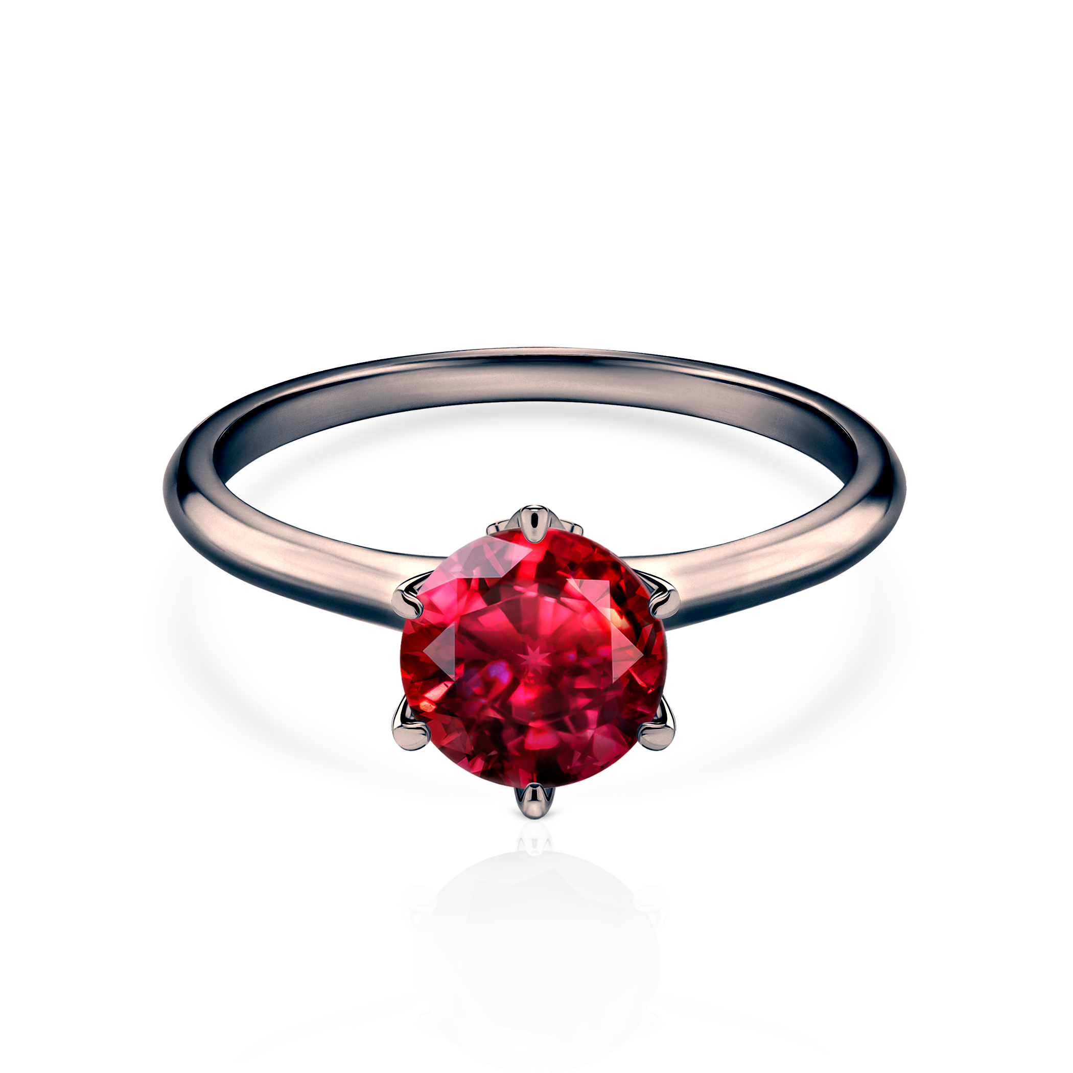 Zaručnički prsten The Journey: crno zlato, rubin