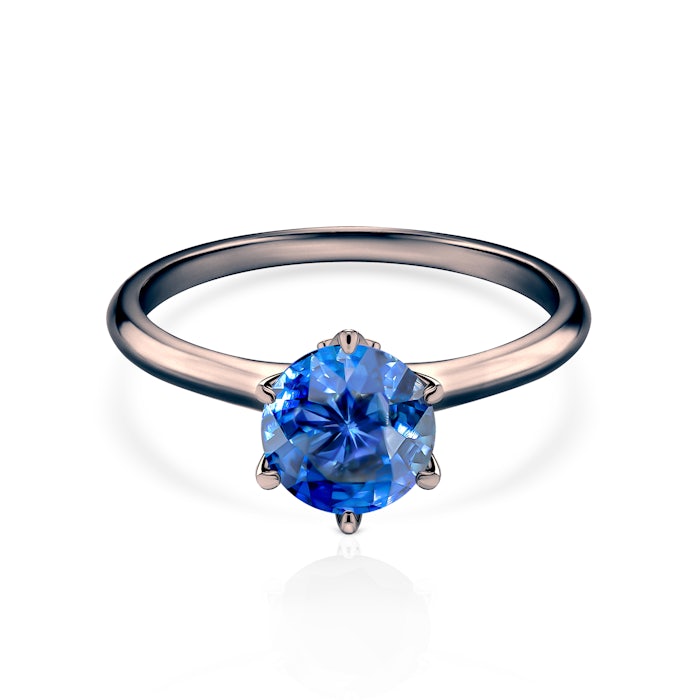 The Journey eljegyzési gyűrű: fekete arany kék zafírral