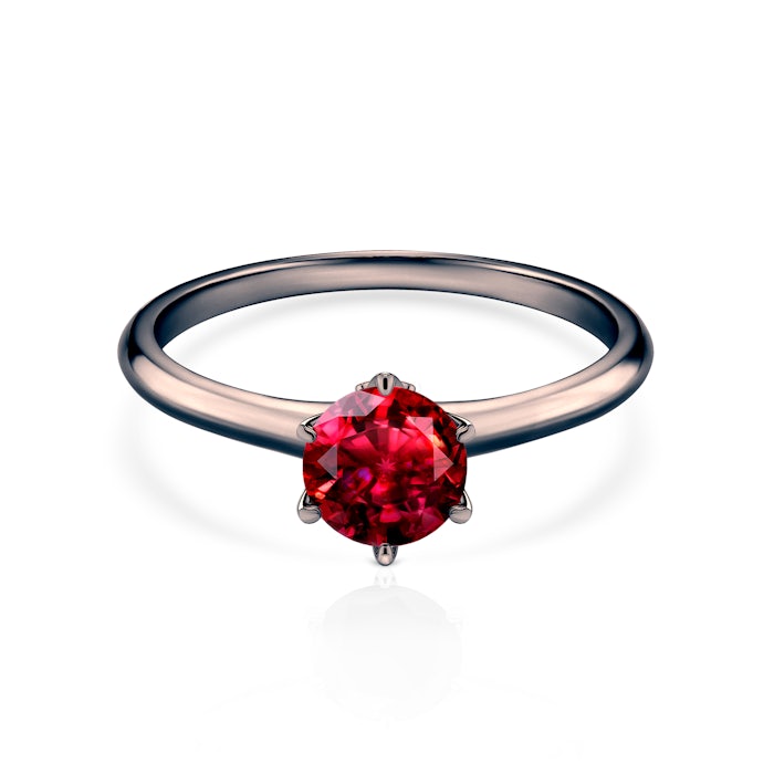 The Journey eljegyzési gyűrű: fekete arany és rubin