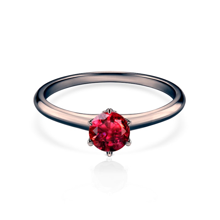 The Journey eljegyzési gyűrű: fekete arany és rubin