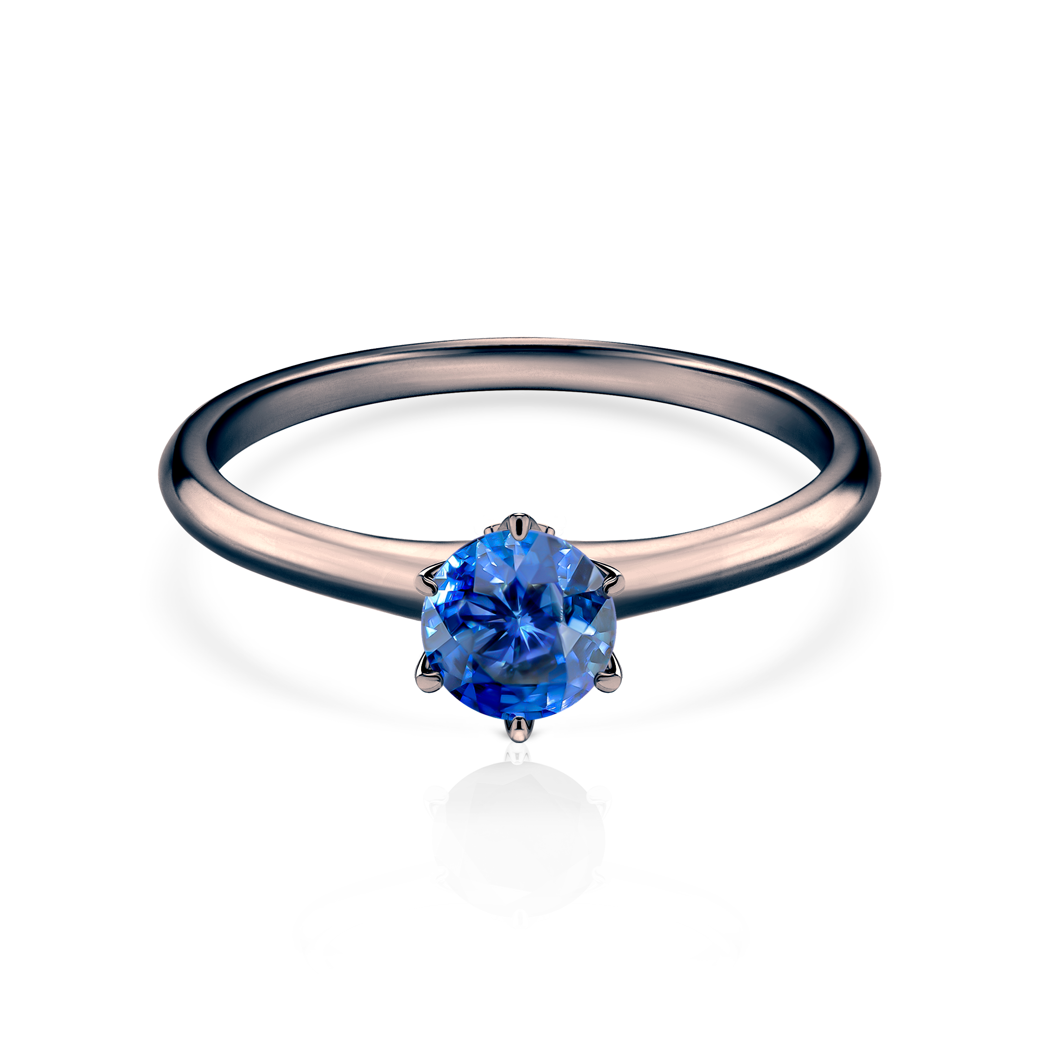 Verlobungsring The Journey: Schwarzes Gold, Blauer Saphir