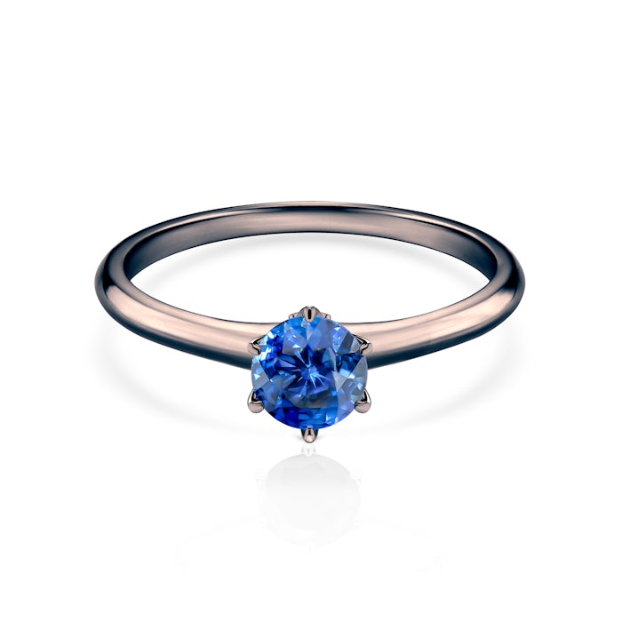 The Journey eljegyzési gyűrű: fekete arany kék zafírral