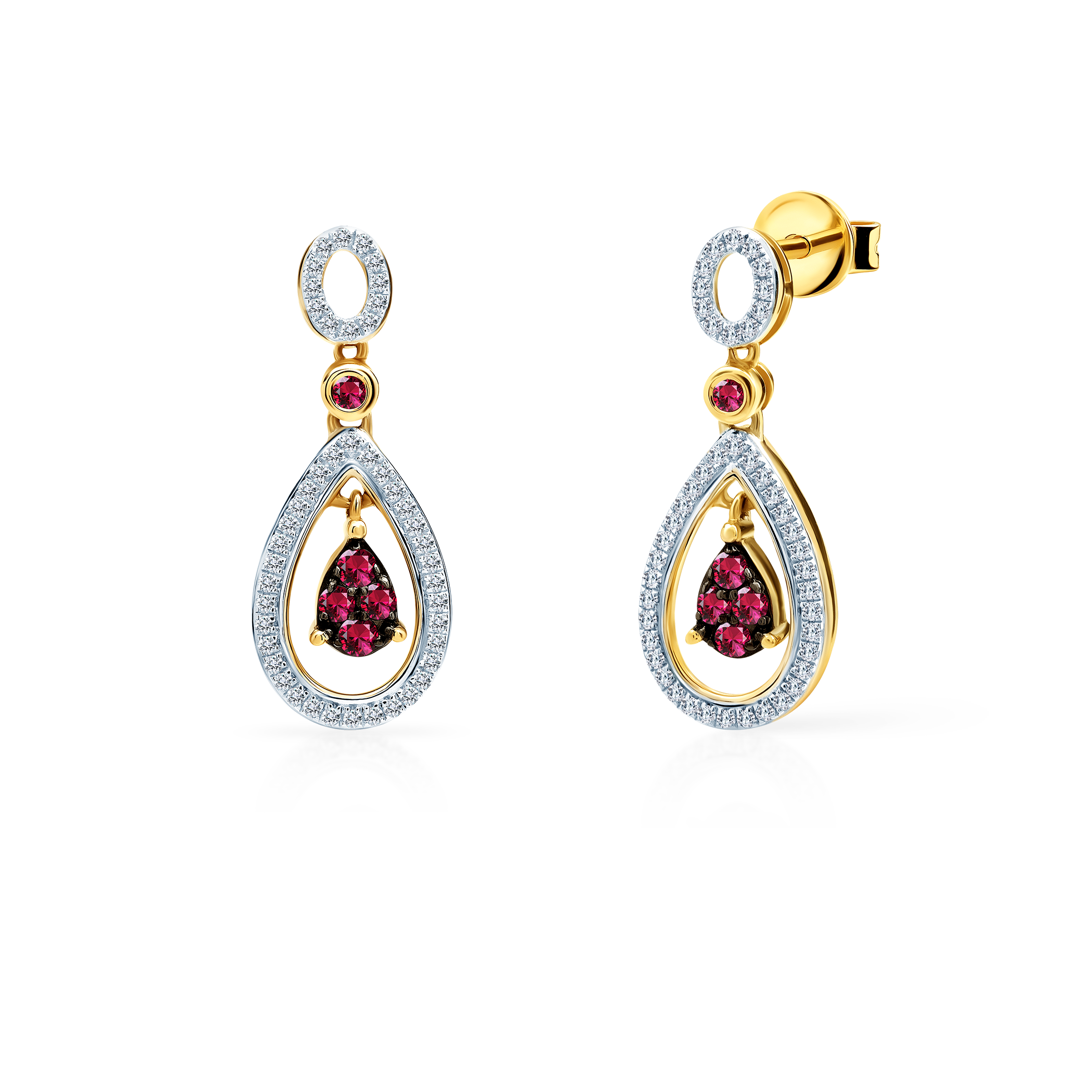 Σκουλαρίκια SAVICKI: χρυσό, ρουμπίνια, διαμάντια