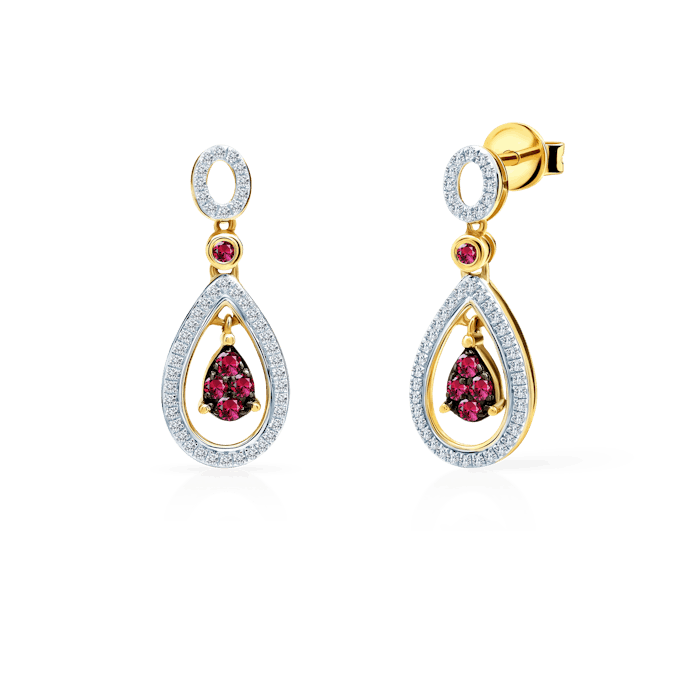 SAVICKI fülbevaló: arany, rubinok és gyémántok