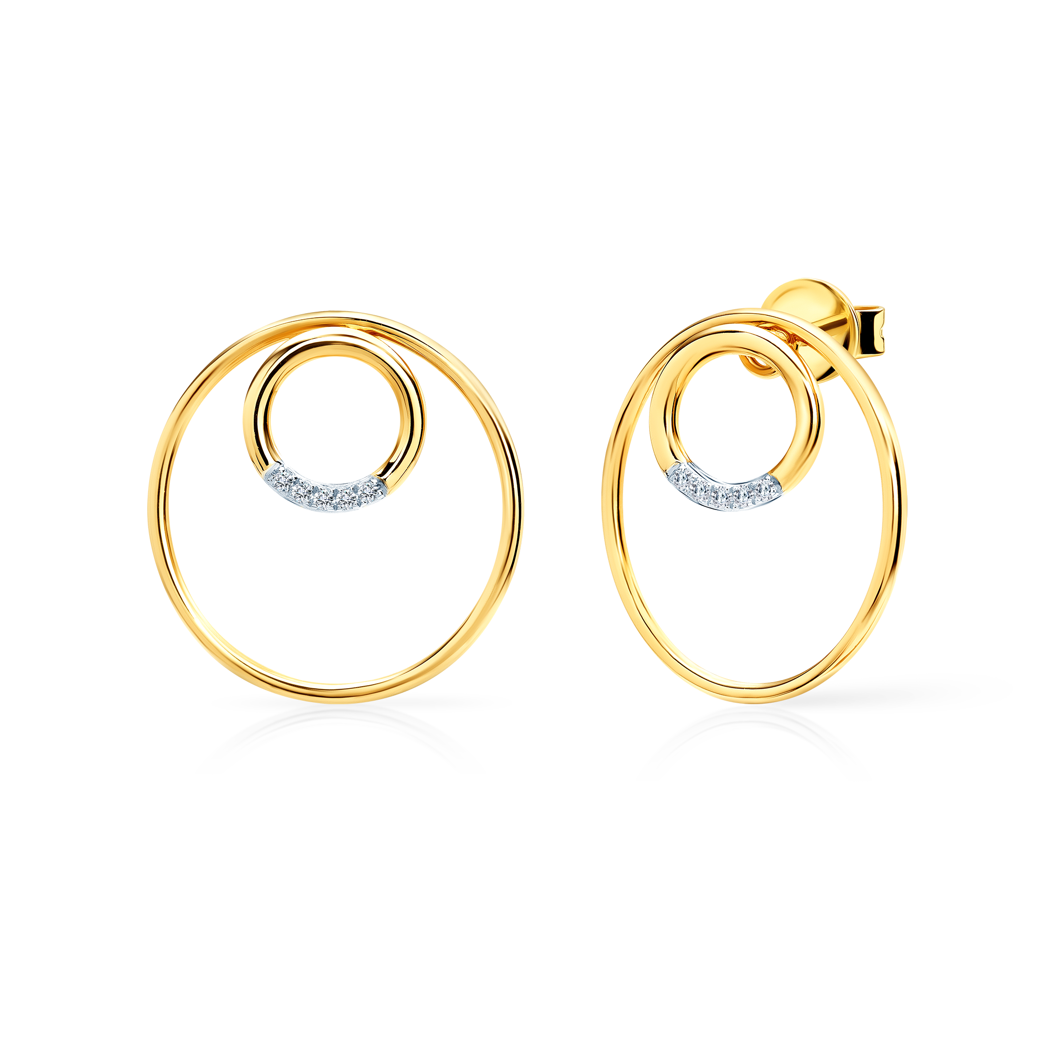 Обеци с халка Savicki: злато. диаманти