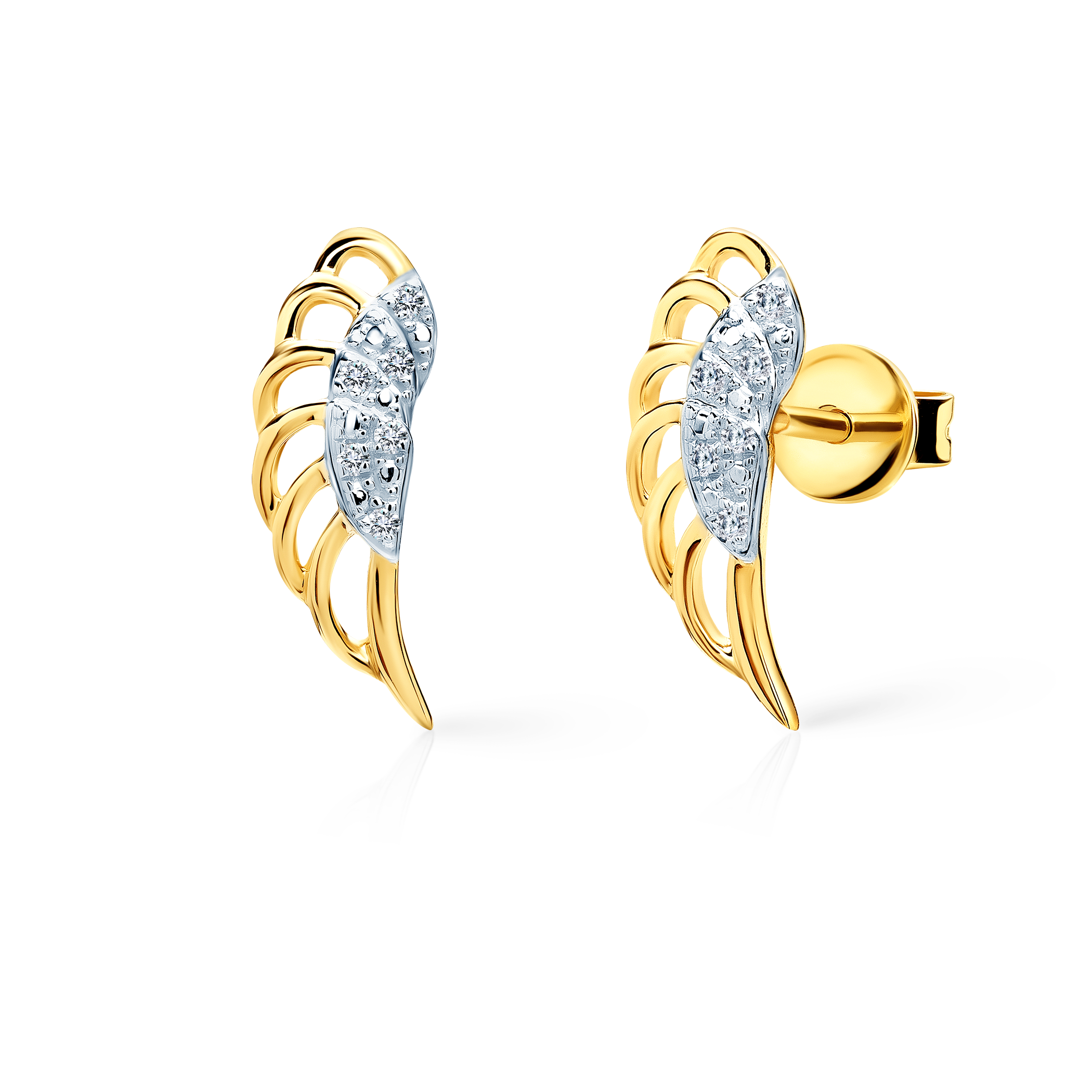 Σκουλαρίκια SAVICKI φτερό: χρυσός, διαμάντια