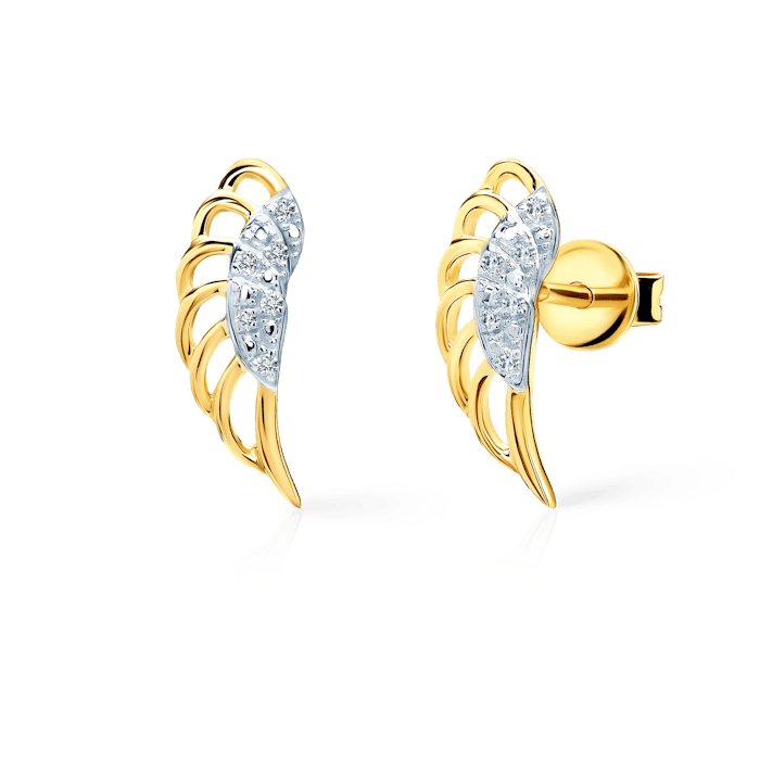 Cercei aripi SAVICKI: aur, diamante