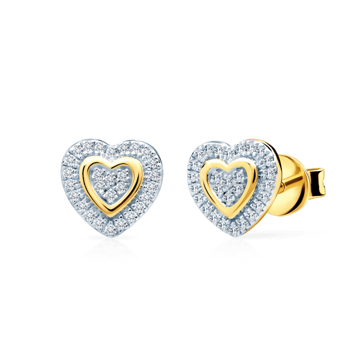 Naušnice srce Savicki: zlato, dijamanti