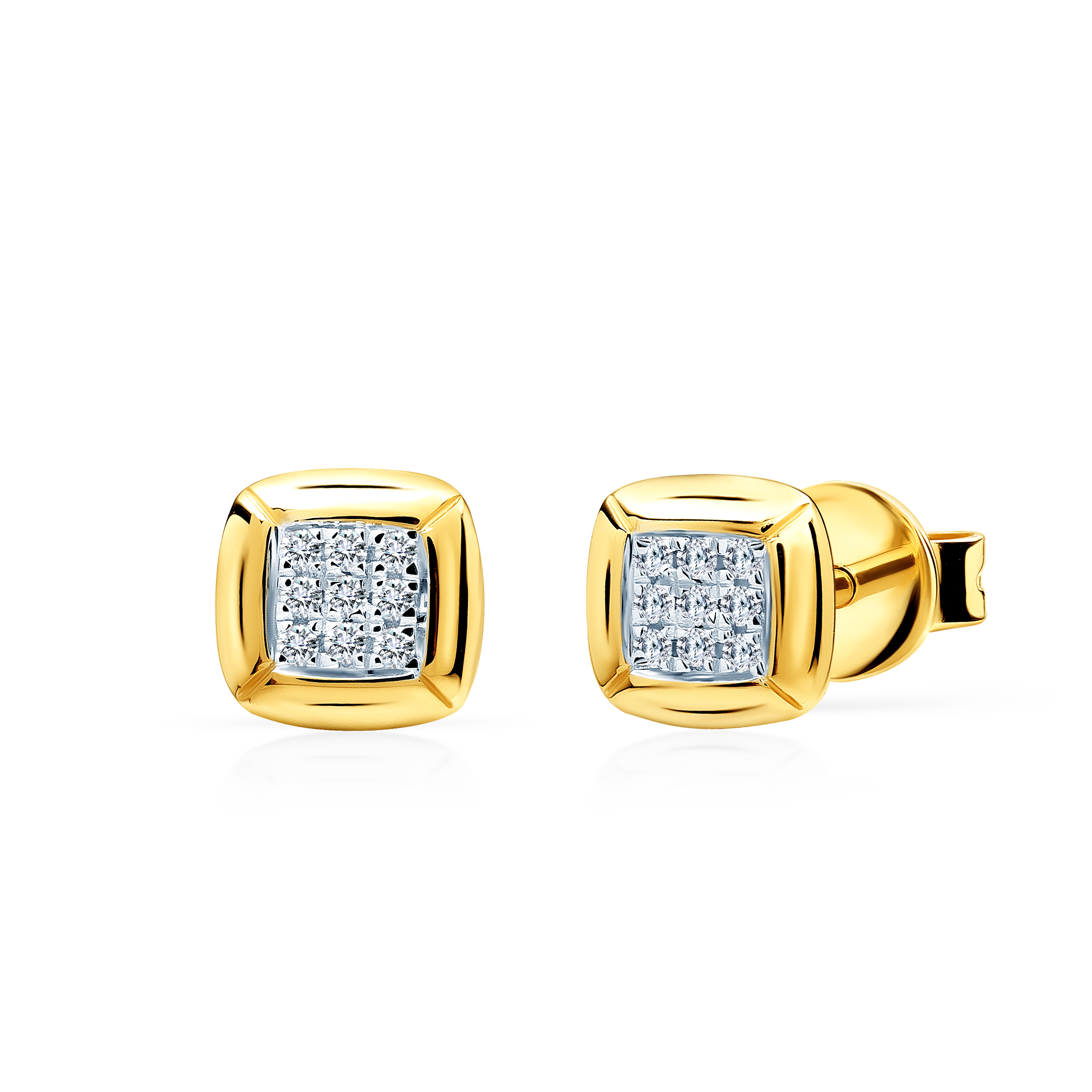 Σκουλαρίκια SAVICKI τετράγωνο: χρυσό, διαμάντια