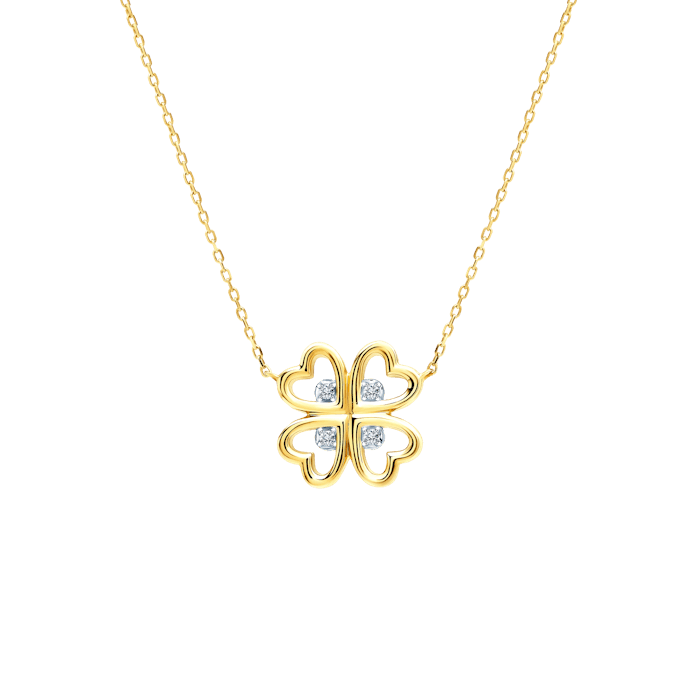 SAVICKI nyaklánc négylevelű lóherével: arany és gyémántok