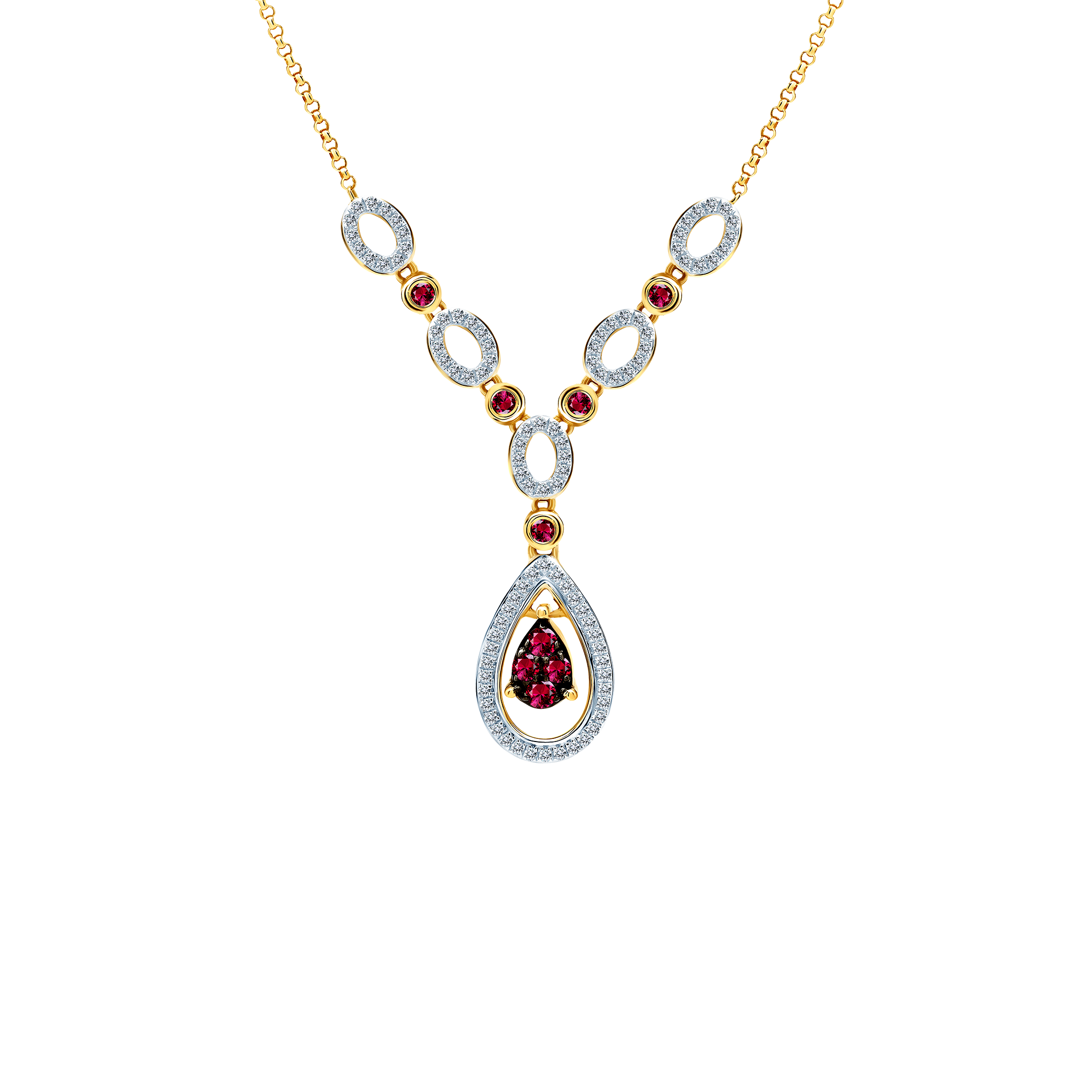 Намисто сльозинка Savicki: золото, діаманти, рубіни