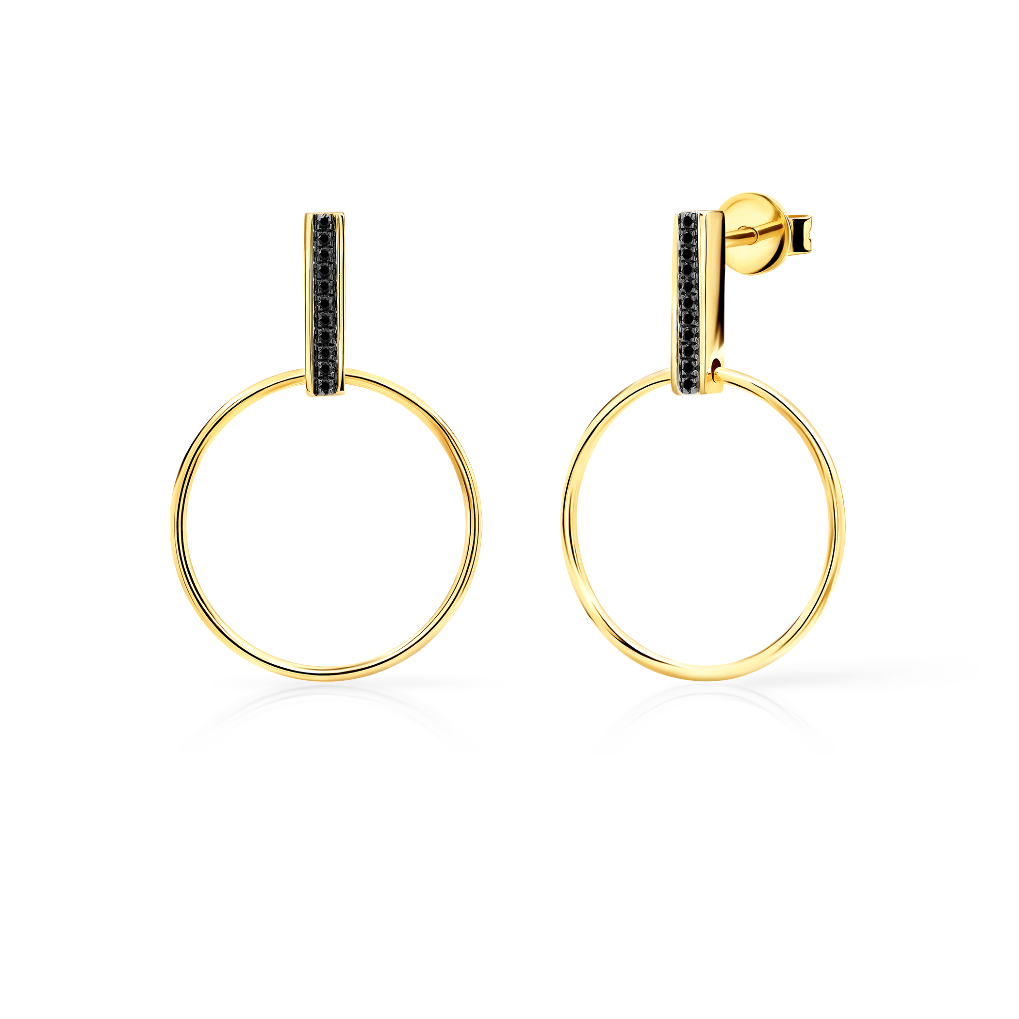 SAVICKI hoop earrings: gold, black diamonds
