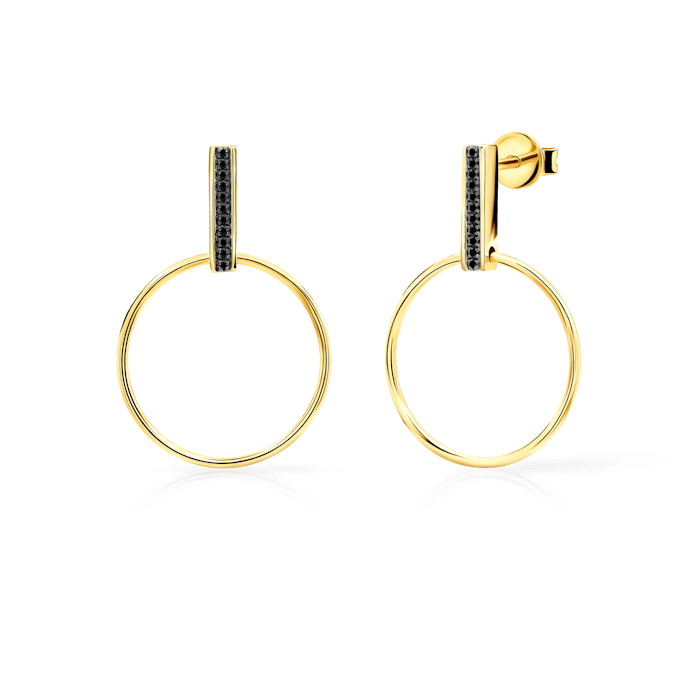 SAVICKI karikás fülbevaló: arany fekete gyémántokkal