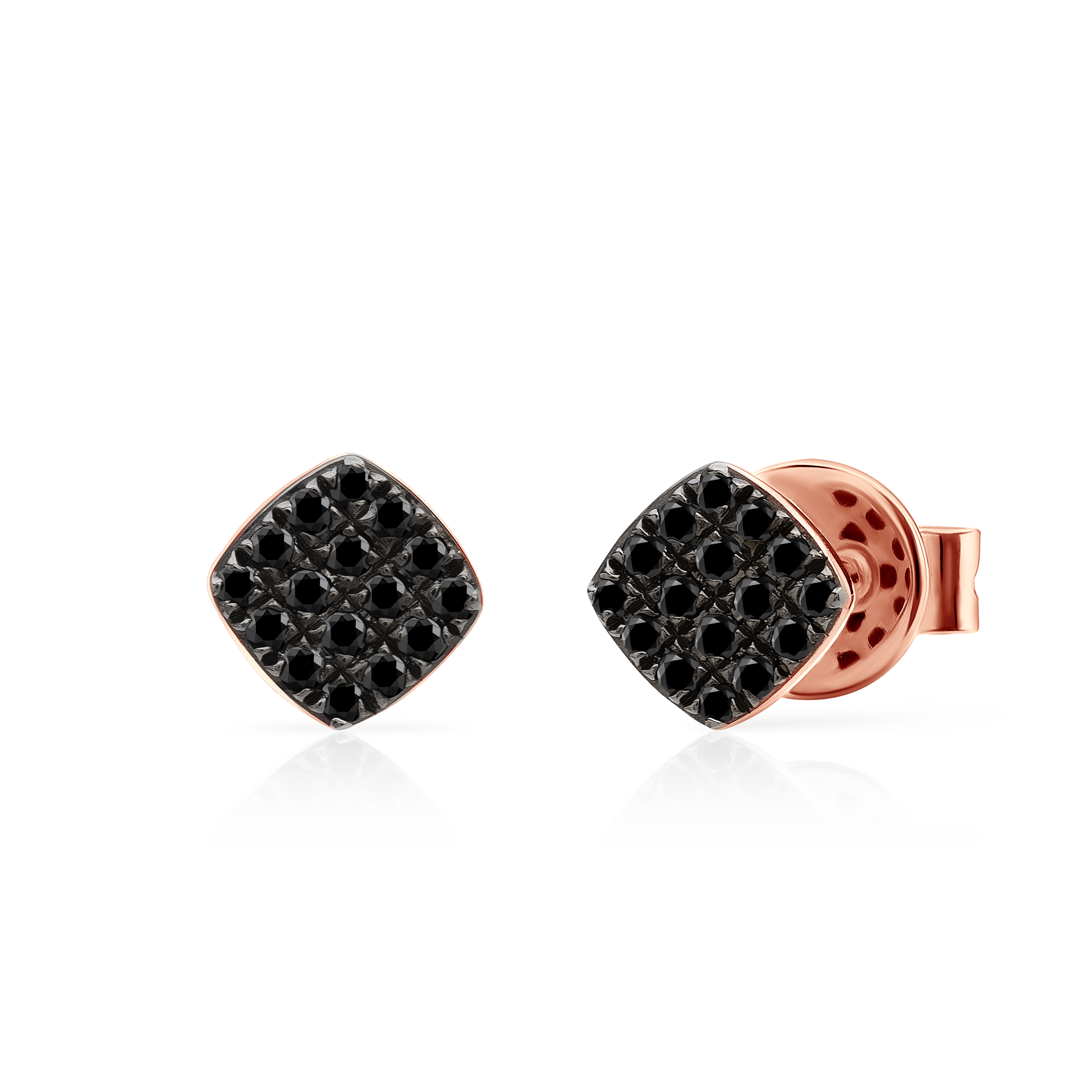 SAVICKI обеци: розово злато. черни диаманти