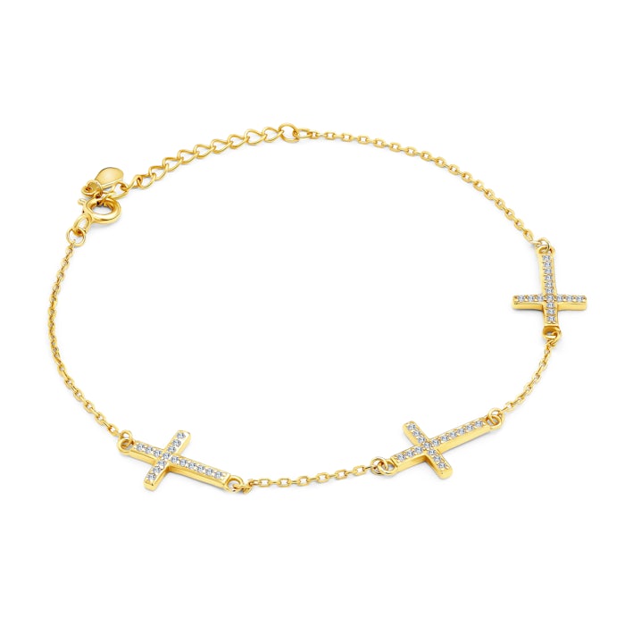 SACICKI celeb keresztes karkötő: aranyozott ezüst cirkóniával