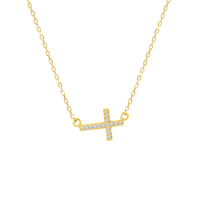 SAVICKI keresztes chocker nyaklánc: aranyozott ezüst és cirkónia