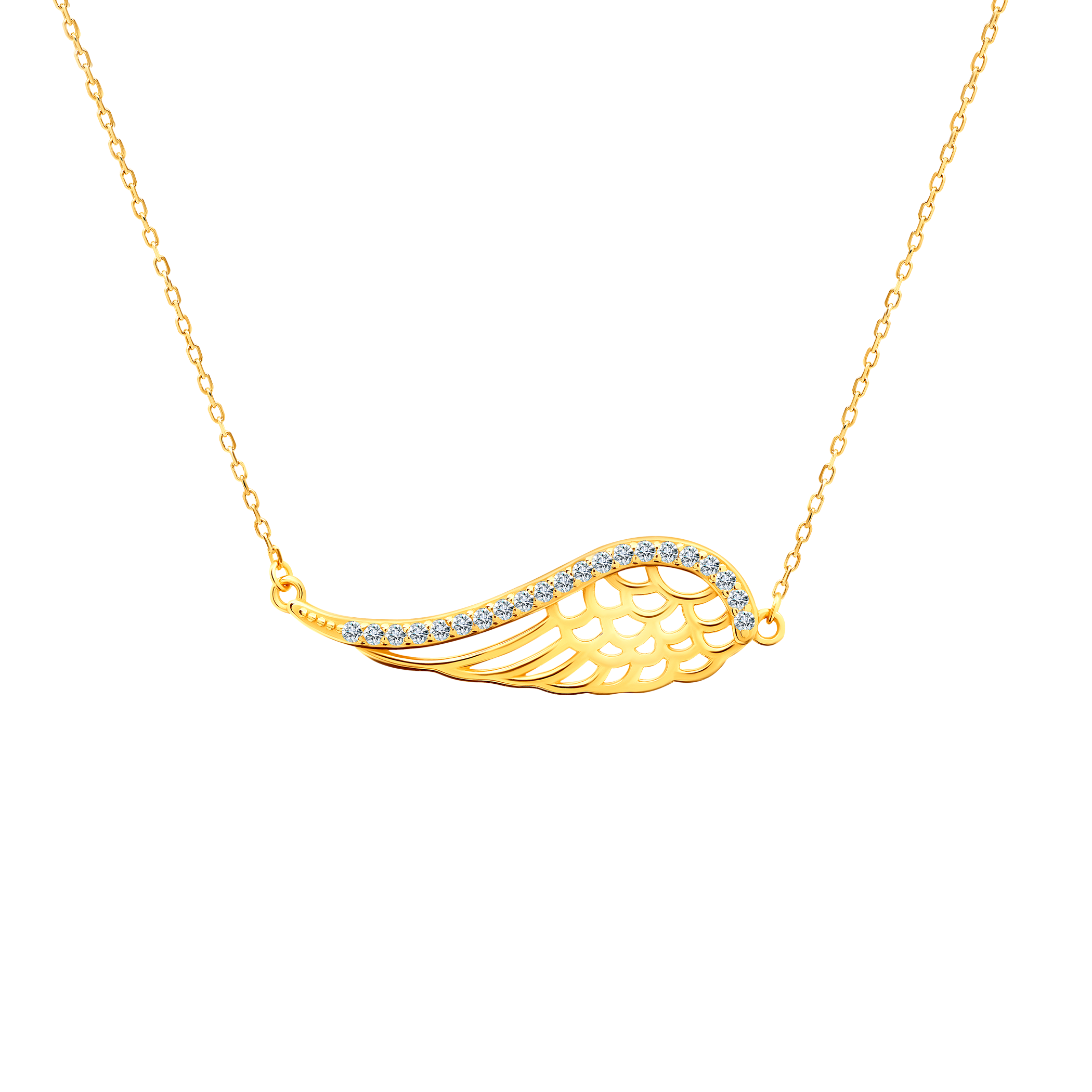 Колие с крила SAVICKI: позлатено сребро, кубичен цирконий