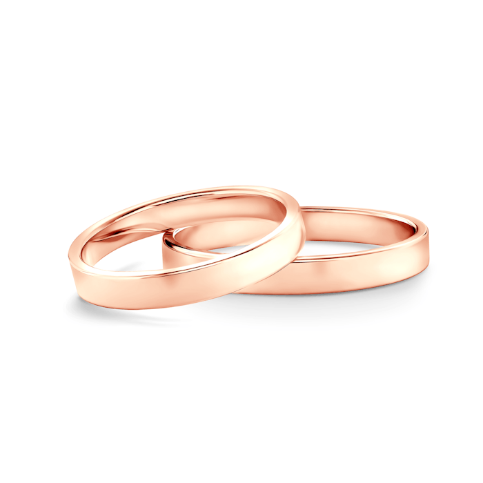 Esküvői karikagyűrűk: rózsaarany, lapos, 3 mm