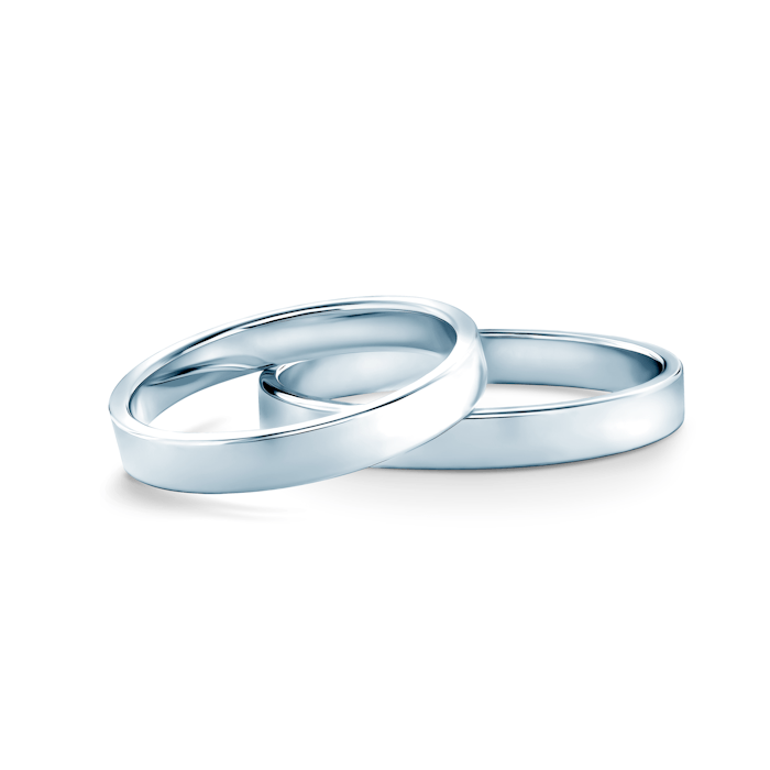 Esküvői karikagyűrűk: fehérarany, lapos, 3 mm