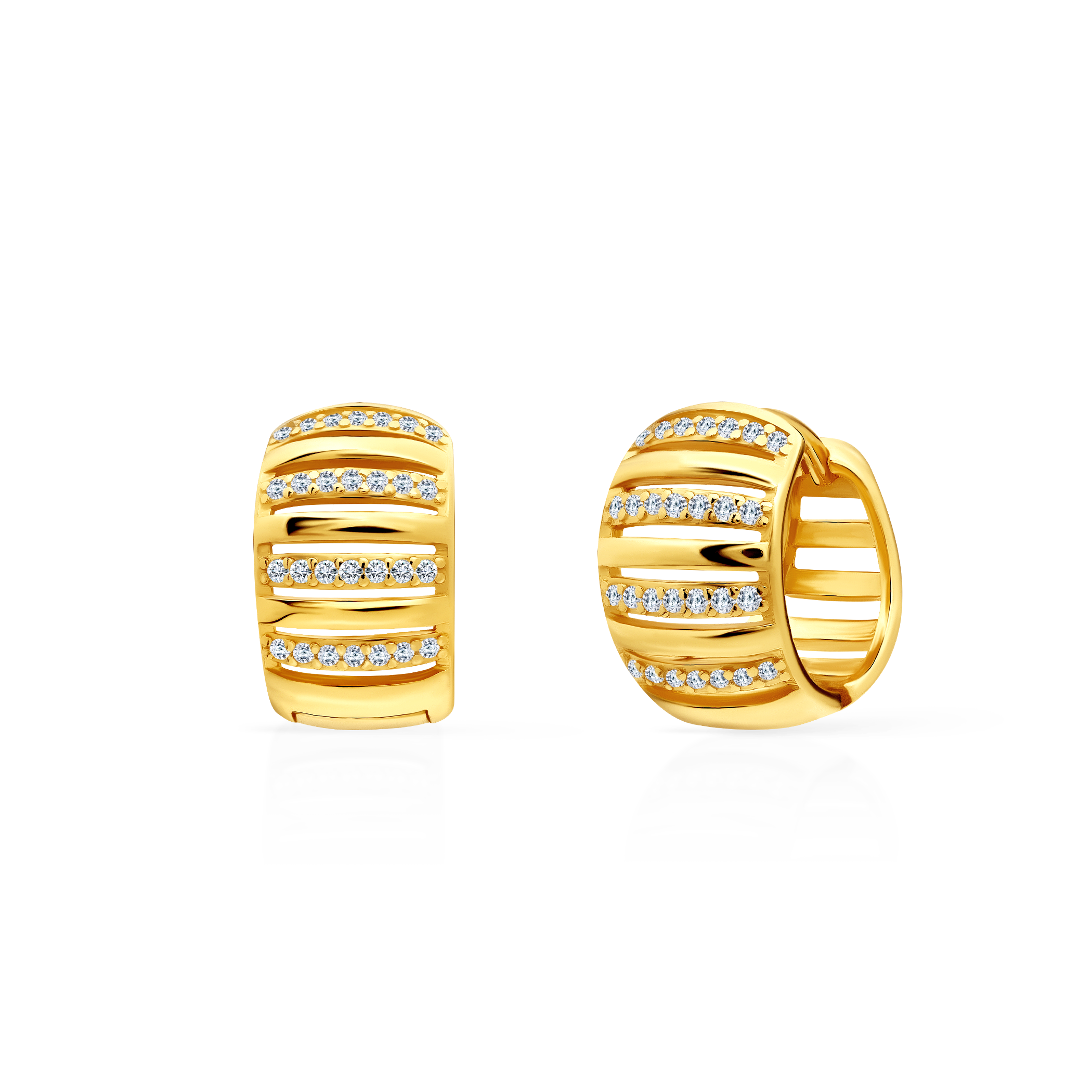 Σκουλαρίκια κρίκοι Savicki: επιχρυσωμένο ασήμι, κυβικό ζιρκόνιο