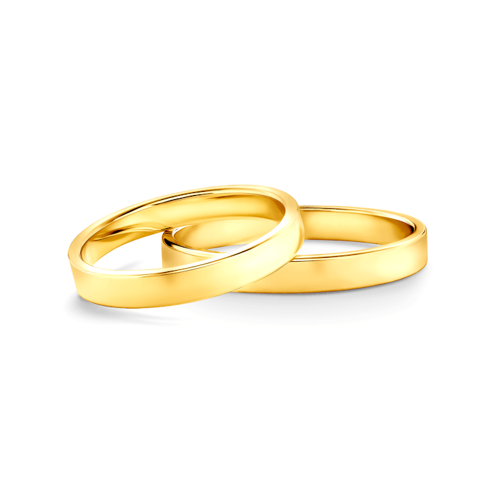 Esküvői karikagyűrűk: arany, lapos, 3 mm