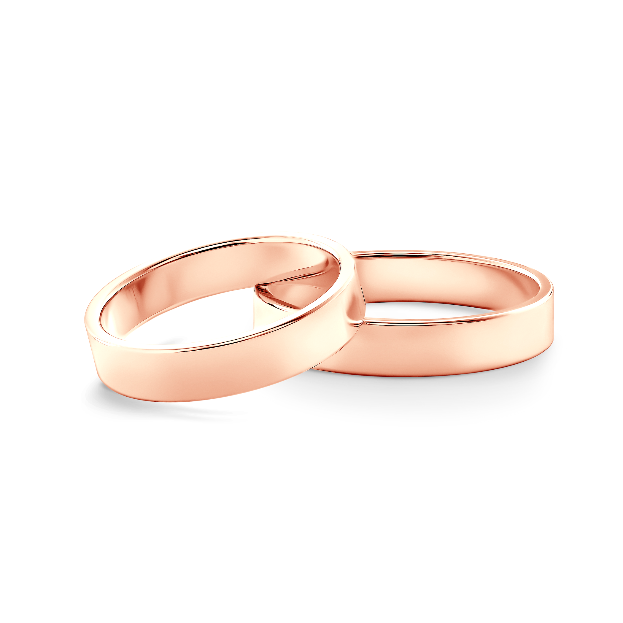 Весільні обручки: рожеве золото, плоскі, 4 мм