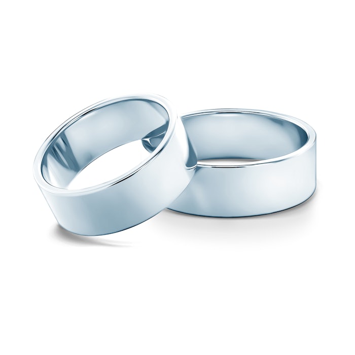 Esküvői karikagyűrűk: fehérarany, lapos, 7 mm