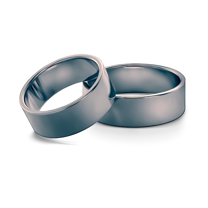 Esküvői karikagyűrűk: fekete arany, lapos, 7 mm