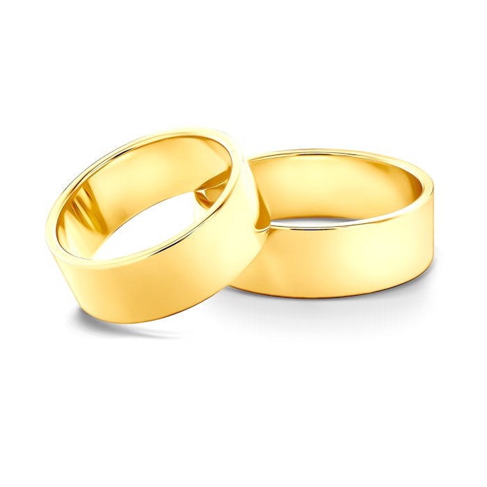 Esküvői karikagyűrűk: arany, lapos, 7 mm