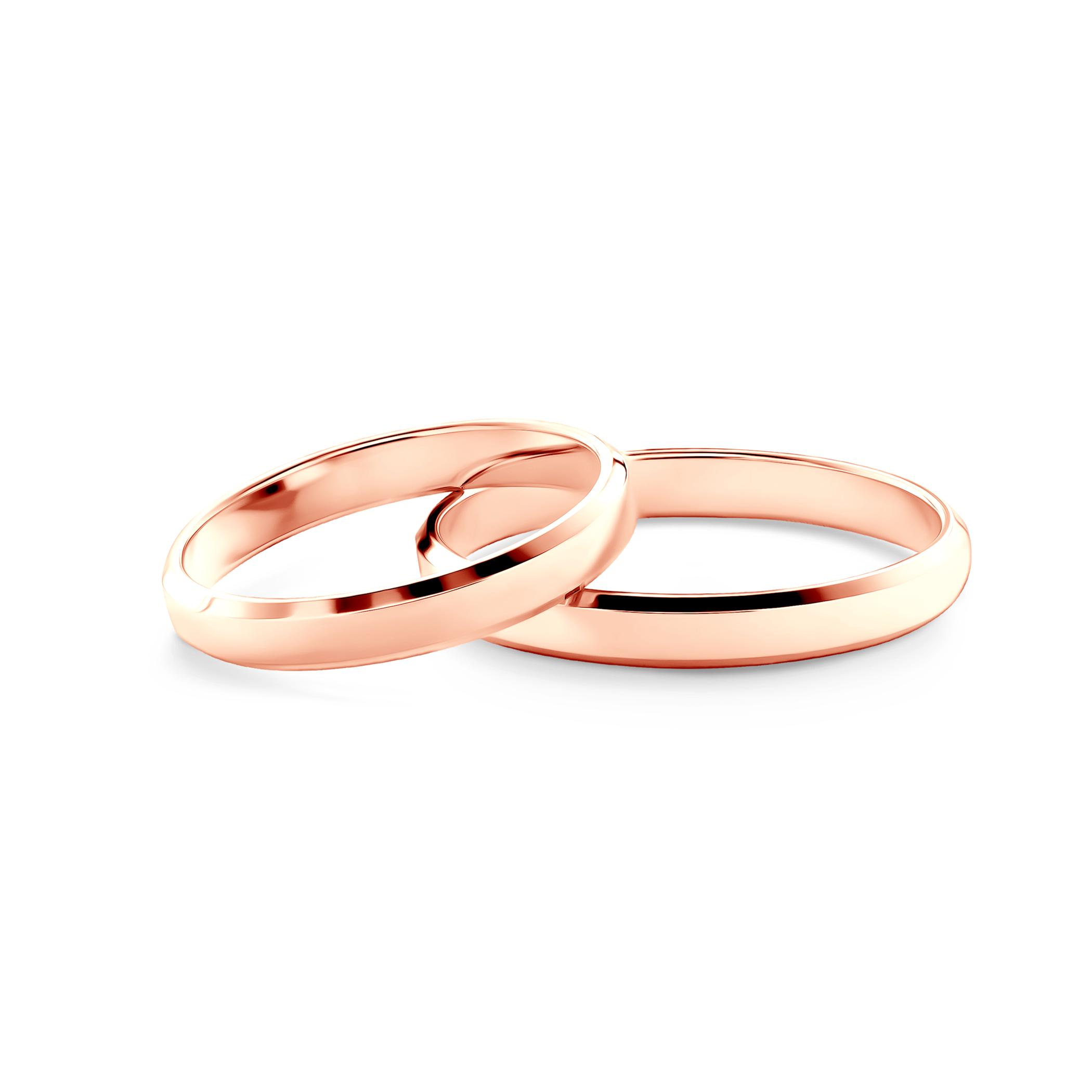 Vjenčano prstenje: ružičasto zlato, s kosim rubovima, 3 mm