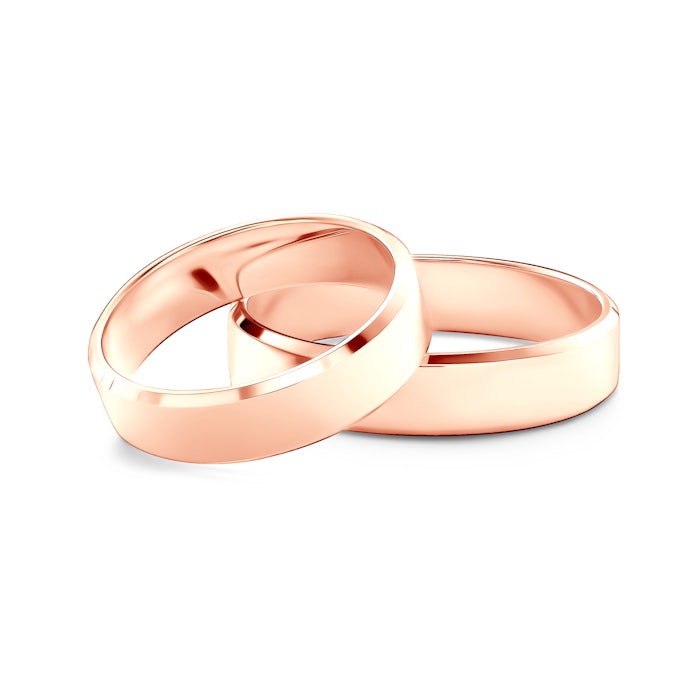 Esküvői karikagyűrűk: rózsaarany, szakaszos profil, 5 mm
