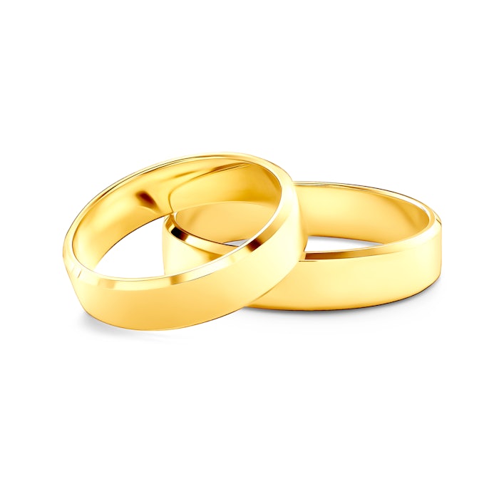 Esküvői karikagyűrűk: arany, szakaszos profil, 5 mm