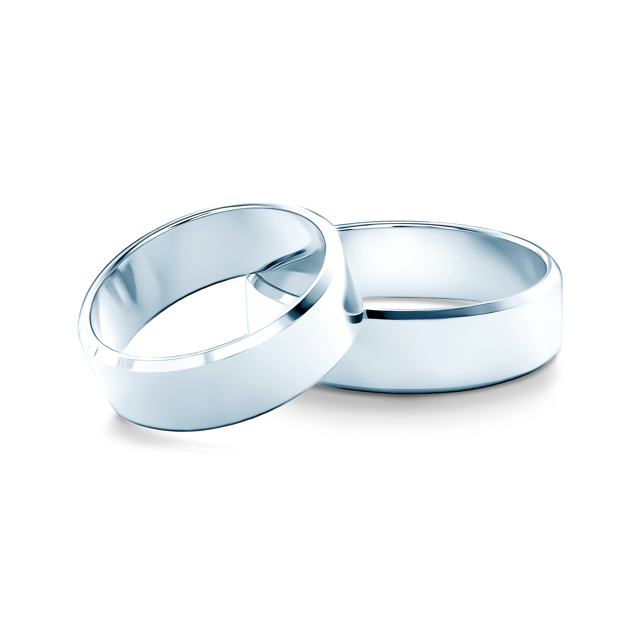 Vjenčano prstenje: bijelo zlato, s kosim rubovima, 6 mm