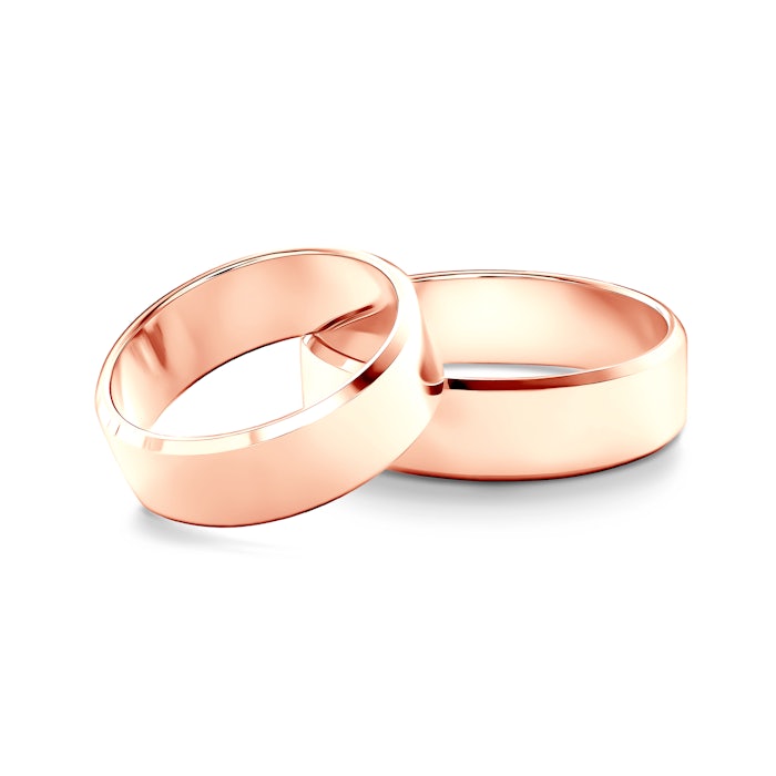 Esküvői karikagyűrűk: rózsaarany, szakaszos profil, 6 mm