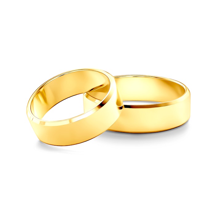 Esküvői karikagyűrűk: arany, szakaszos profil, 6 mm