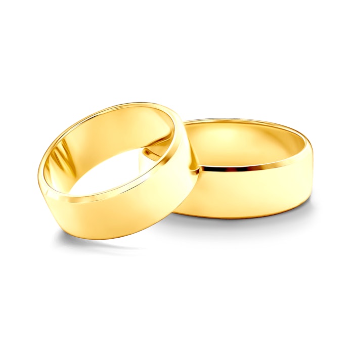 Esküvői karikagyűrűk: arany, szakaszos profil, 7 mm