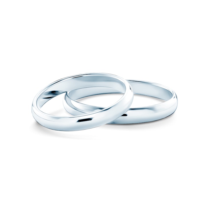 Esküvői karikagyűrűk: fehérarany, félkör, 3 mm