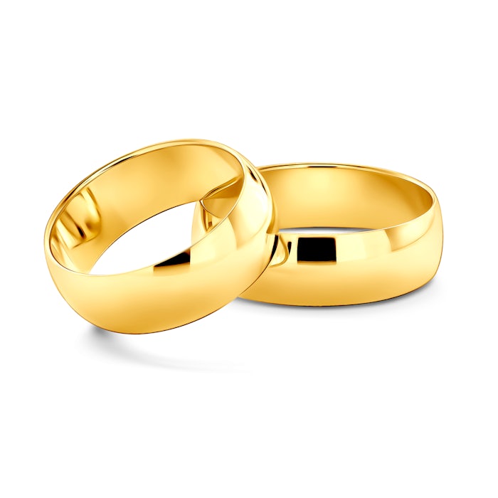 Esküvői karikagyűrűk: arany, félkör, 7 mm