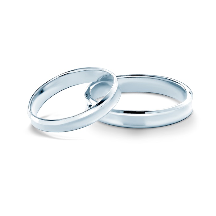 Esküvői karikagyűrűk: fehérarany, konkáv, 3 mm