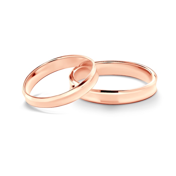 Esküvői karikagyűrűk: rózsaarany, konkáv, 3 mm