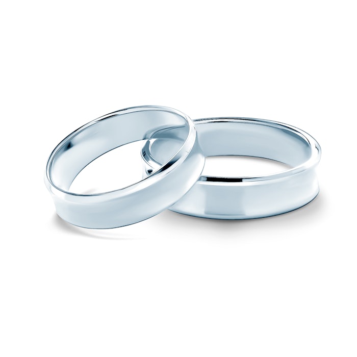 Esküvői karikagyűrűk: fehérarany, konkáv, 5 mm