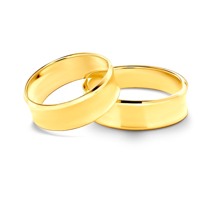 Esküvői karikagyűrűk: arany, konkáv, 6 mm
